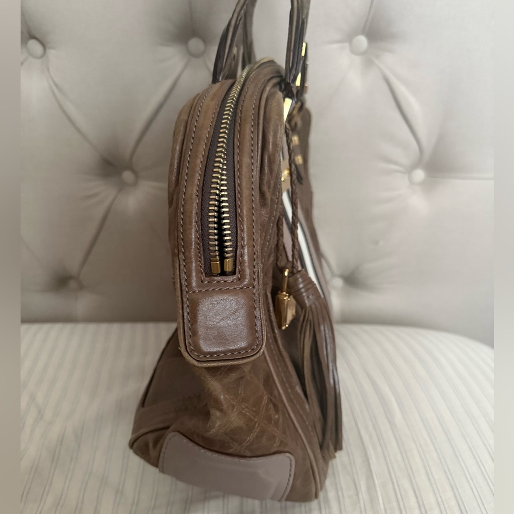 LAMB by Gwen Stefani Brown Leather Handbag with Stripes - Picture 5 of 11